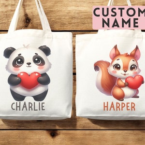 Sac fourre-tout personnalisé avec nom Sac animal du zoo Cadeau safari Sac à langer pour garderie Sac fourre-tout avec nom personnalisé Sac de rentrée scolaire pour enfants