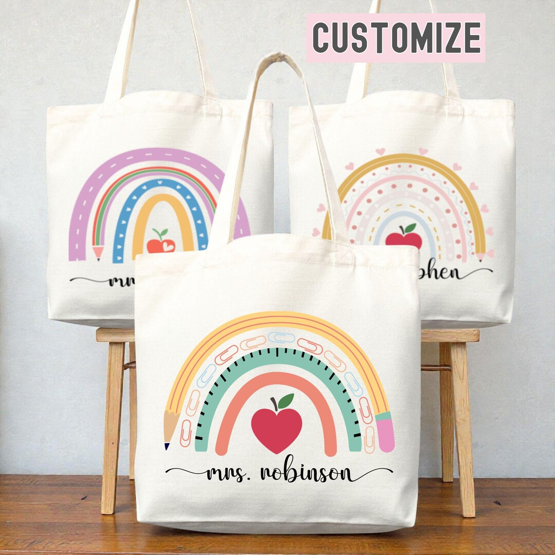 Personalized Teacher Tote Bag With Name | Teacher Appreciation Gift ...