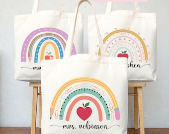 Personalized Teacher Tote Bag with Name | Teacher Appreciation Gift | Custom Canvas Bag for Educators and School Staff