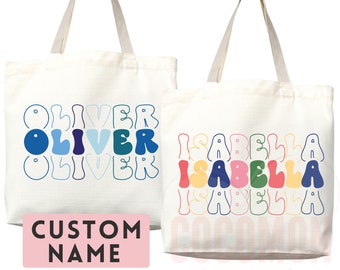 Personalized Name Tote Bag: Natural Canvas Shopper with Custom Name Design