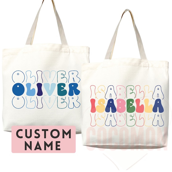 Personalized Name Tote Bag Custom Name Tote Bag Custom Tote Shopper Womens Bag Customized Name Gift For Her Kids Bag School Bag For Kids