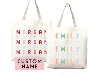 Personalized Name Tote Bag: Natural Canvas Shopper with Custom Name Design