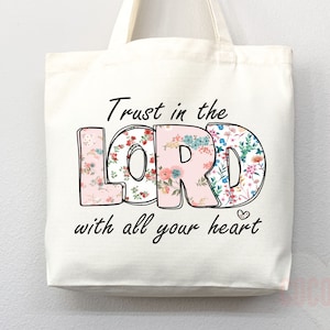 Faith Tote Bag: Floral Christian Scripture Canvas Shopper