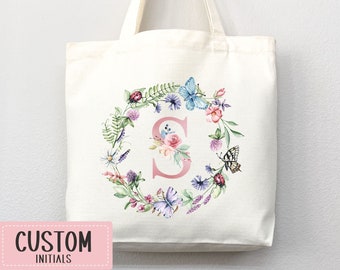 Personalized Floral Tote Bag: Bachelorette Bridal Party Gift