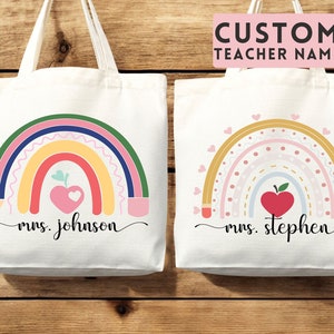 Teacher Appreciation Gift Tote Bag Canvas Custom Teacher Gift Personalized School Bag Gifted Teacher Tote Reusable Bag School Campus Bag