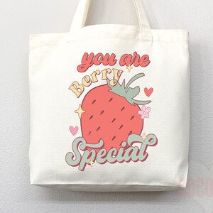 Strawberry Tote Bag Strawberry Lover Gift Spring Tote Shopper Summer Bag Eco Friendly Bag Reusable Grocery Tote Cute Tote Farmers Market Bag
