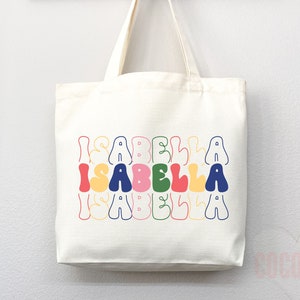Personalized Name Tote Bag Custom Name Tote Bag Custom Tote Shopper Womens Bag Customized Name Gift For Her Kids Bag School Bag For Kids image 3