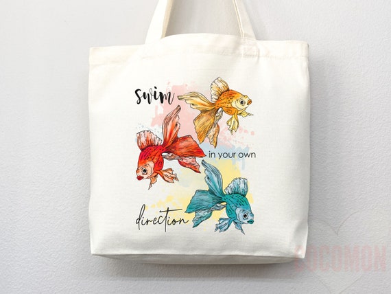 Goldfish Canvas Tote Bag: Eco-friendly Reusable Shopper - Etsy