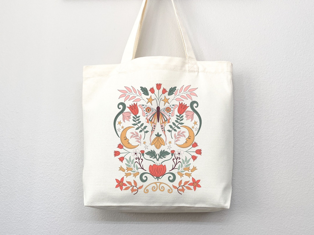 Aesthetic Canvas Tote Bag For Women - Sunflower Pattern Reusable Grocery Bag With Inner Pocket - Book Tote