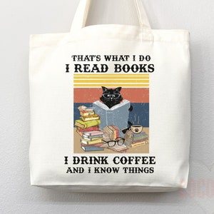Cat Mom Tote Coffee Lover Tote Bag Book Lover Gift For Cat Mom Animal Lover Tote Shopper Cat Lover Bag New Cat Mom Gift for Her Women's Tote