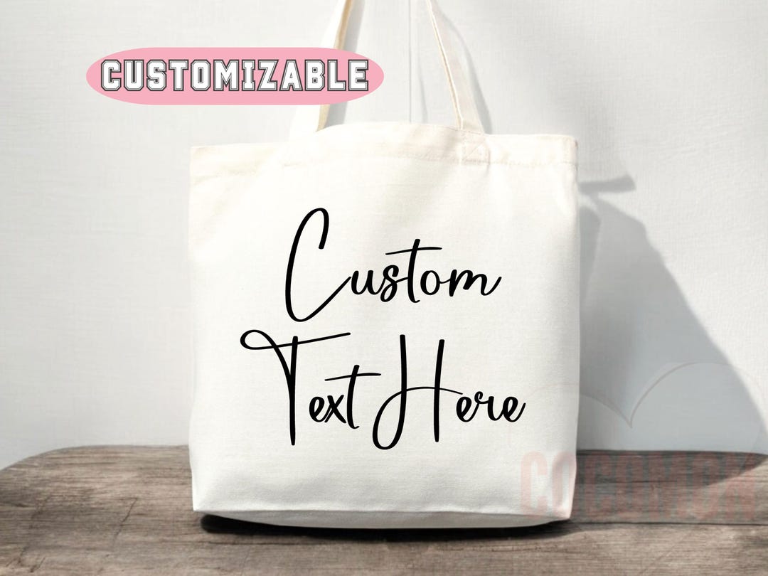 Custom Logo Tote Bag: Personalized Text Cotton Tote Shopper, Bulk ...