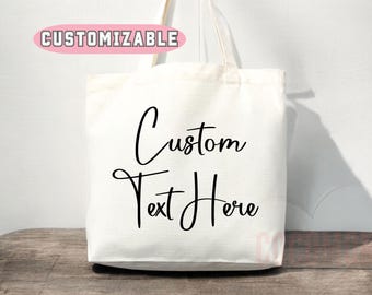 Custom Logo Tote Bag: Personalized Text Cotton tote shopper, Bulk Options
