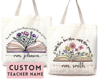 Teacher Appreciation Gift Tote Bag Canvas Custom Teacher Gift Personalized School Bag Gifted Teacher Tote Reusable Bag School Campus Bag