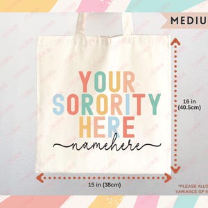Custom Sorority Tote Bag Gift Rush Initiation Bid Day Big Little Gift Custom Name Sorority Gift College Tote Bag Personalized Gift For Her zdjęcie 6