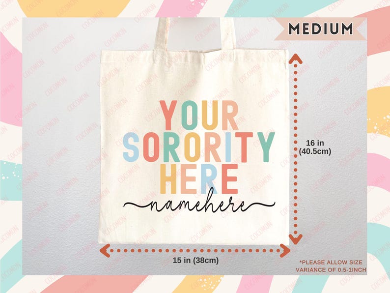 Custom Sorority Tote Bag Gift Rush Initiation Bid Day Big Little Gift Custom Name Sorority Gift College Tote Bag Personalized Gift For Her zdjęcie 6
