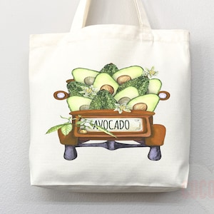 Cute Avocado Tote Bag Avocado Lover Gift Spring Tote Shopper Summer Bag Eco Friendly Bag Reusable Grocery Tote Cute Tote Farmers Market Bag