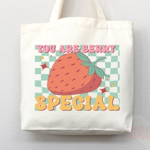 Strawberry Tote Bag Strawberry Lover Gift Spring Tote Shopper Summer Bag Eco Friendly Bag Reusable Grocery Tote Cute Tote Farmers Market Bag