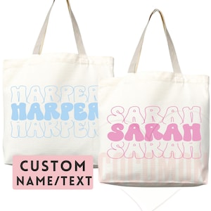 Sac fourre-tout personnalisé avec prénom Sac fourre-tout personnalisé avec prénom personnalisé Sac shopping femme Cadeau prénom personnalisé pour elle Sac enfant Cartable pour enfant