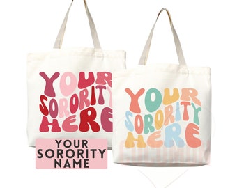 Custom Sorority Tote Bag Gift Rush Initiation Bid Day Big Little Gift Custom Name Sorority Gift College Tote Bag Personalized Gift For Her