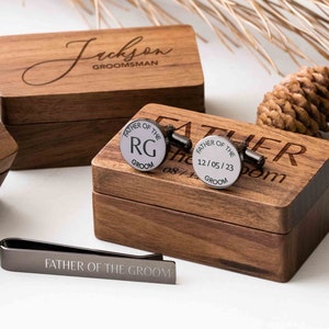 Father of the Groom Gift | Personalized Cufflinks& Tie Clip Set | Father of the Bride Gift | Engraved Cuff Links | Custom Gifts for Dad