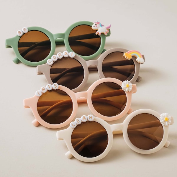Unicorn Baby Sunglasses | Flower Girl Custom Name Sunglasses | Birthday Gift for Toddler | Kids Gift | Floral Daisy Baby Sunglasses