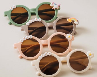 Unicorn Baby Sunglasses | Flower Girl Custom Name Sunglasses | Birthday Gift for Toddler | Kids Gift | Floral Daisy Baby Sunglasses