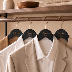 Groomsmen Custom Suit Hanger, Personalized Engraved Wooden Tuxedo Hangers Set image 11
