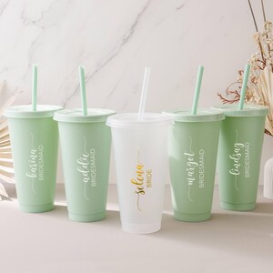 Vasos personalizados para damas de honor, vaso para despedida de soltera, vaso térmico de 710 ml con nombre, propuesta para damas de honor, recuerdos para fiestas de verano. imagen 10