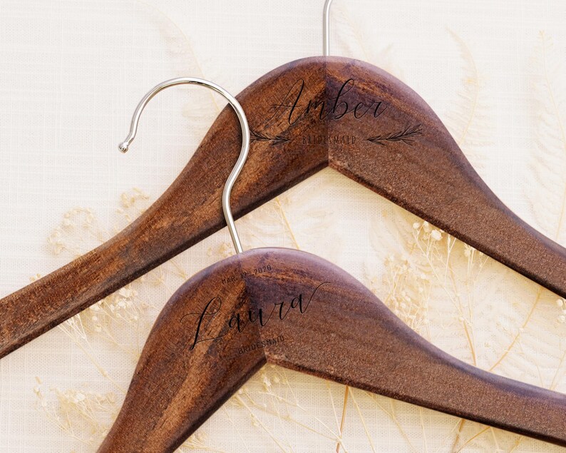 Groomsmen Custom Suit Hanger, Personalized Engraved Wooden Tuxedo Hangers Set image 10