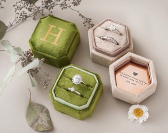 Personalized Velvet Ring Box | Monogram Ring Box | Wedding Engagement Ring Box | Custom Ring Bearer | Mrs. Ring Box | Engraved Wedding Vows