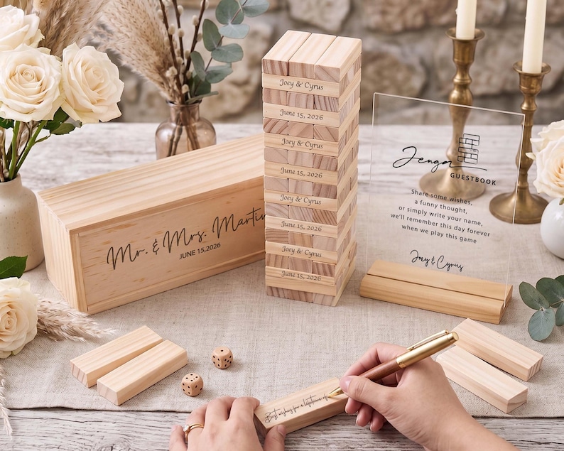 Wedding Guest Book Alternative, Personalized Wood Block Guestbook Set, Custom Wedding Decor, Unique Wedding Gift [N] [W] image 9