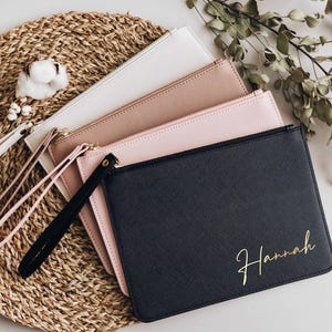 Custom Name Clutch, Bridesmaid Proposal Gifts, Personalized Makeup Bag, Maid of Honor Gift, Bachelorette Party Gifts, Valentines Gift &lt;W&gt;