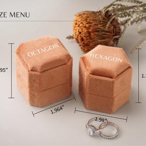 Caja de terciopelo personalizada para anillos, portador de anillos personalizado, caja para anillos de compromiso y boda, caja para anillos con monograma, caja para anillos de la Sra., votos matrimoniales grabados imagen 5