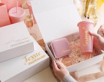 Personalized Bridesmaid Gift Box Set, Bridal Party Gift Boxes, Custom Name Bridesmaid Proposal gift Box, Empty Gift Box, Wedding Gift