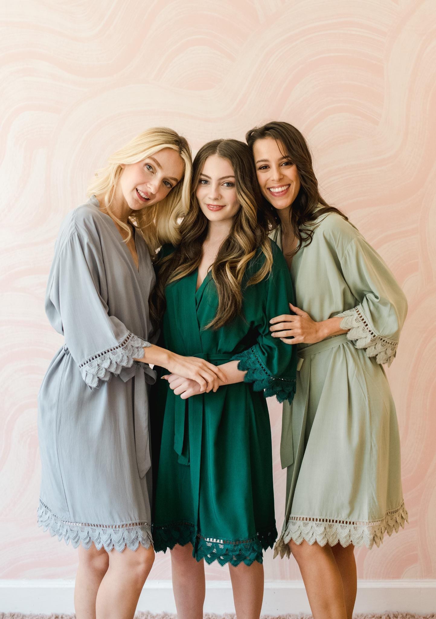 Bridesmaid Robes Rayon Cotton With Lace Trim Bridal Party Robes Personalized Bridesmaid Gifts Bridal Shower Gift Bridal Robes