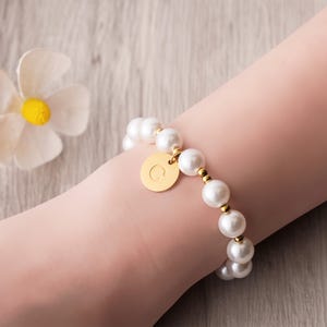 Blumenmädchen-Antrag, Blumenmädchen-Armband, Blumenmädchen Geschenkidee, personalisiertes Blumenmädchen-Monogramm, Perlenarmband für die Hochzeit <W>