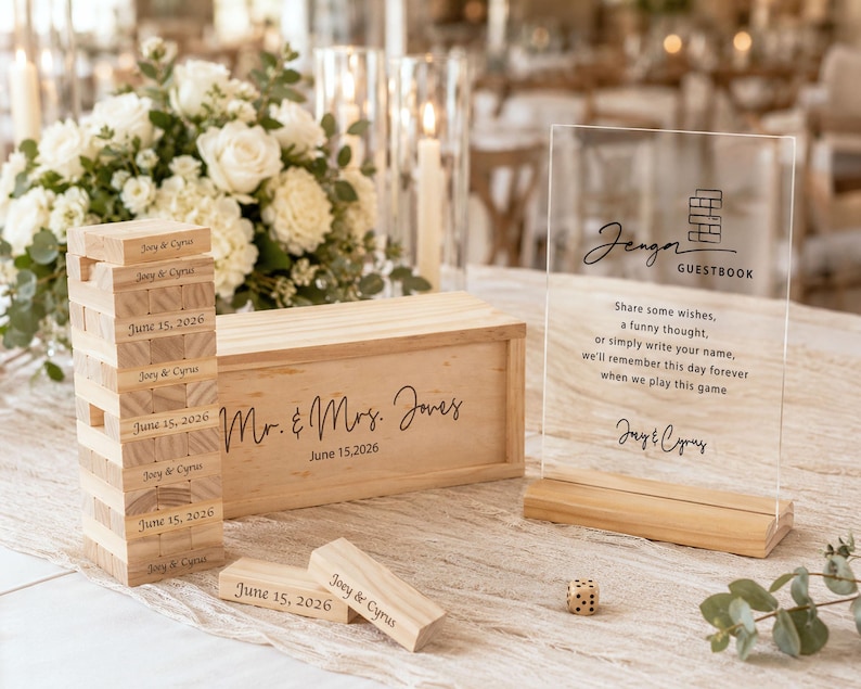 Wedding Guest Book Alternative, Personalized Wood Block Guestbook Set, Custom Wedding Decor, Unique Wedding Gift [N] [W] image 8