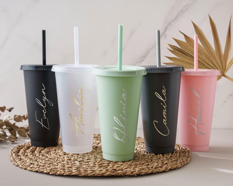 Vasos personalizados para damas de honor, vaso para despedida de soltera, vaso térmico de 710 ml con nombre, propuesta para damas de honor, recuerdos para fiestas de verano. imagen 4