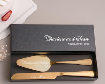 Custom Wedding Cake Serving Set, Personalized Wedding Cake Cutting Set, Wedding Cake Knife, Matrimonial Ceremony Dessert Silverware