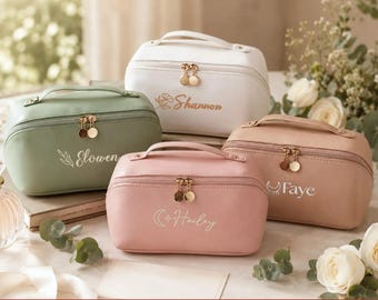 Custom Name Cosmetic Case, Personalized Embroidery Zip Bag, Maid of Honor Present