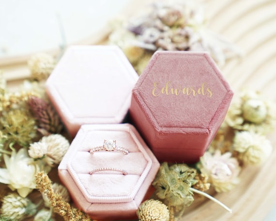 Monogram Ring Wedding Engagement Ring Box Custom -