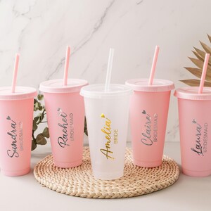 Vasos personalizados para damas de honor, vaso para despedida de soltera, vaso térmico de 710 ml con nombre, propuesta para damas de honor, recuerdos para fiestas de verano. imagen 9