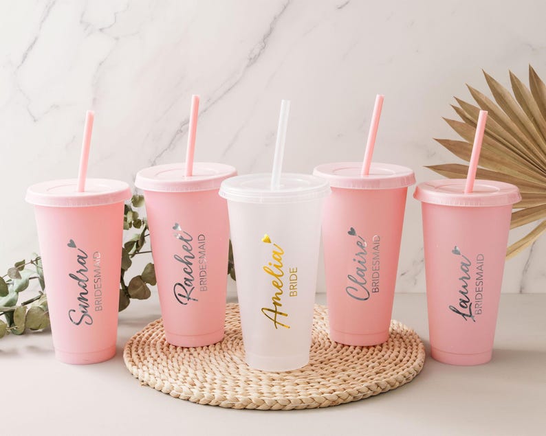 Vasos personalizados para damas de honor, vaso para despedida de soltera, vaso térmico de 710 ml con nombre, propuesta para damas de honor, recuerdos para fiestas de verano. imagen 9