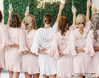 Ruffle Bridesmaids Robe | Personalized Bridesmaid Gift | Bridesmaid Proposal | Wedding Party Gift | Custom Robes | Bridal Robes