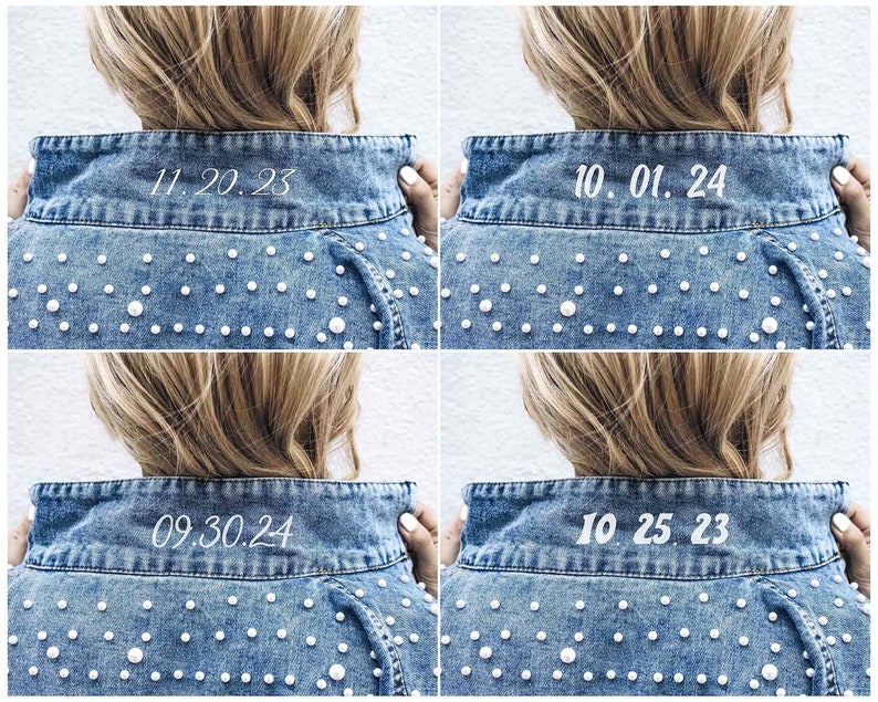 Mrs Pearl Denim Jacket Bride Jean Jacket Personalized Honeymoon Gift Engagement Gift for Bride to Be Wedding Party Jean Jacket image 8