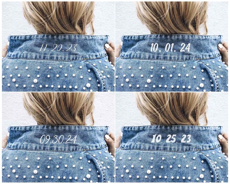 Mrs Pearl Denim Jacket Bride Jean Jacket Personalized Honeymoon Gift Engagement Gift for Bride to Be Wedding Party Jean Jacket zdjęcie 8