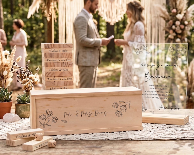 Wedding Guest Book Alternative, Personalized Wood Block Guestbook Set, Custom Wedding Decor, Unique Wedding Gift [N] [W] image 7