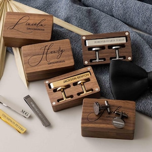Personalized Cufflinks & Tie Clip Set | Groomsmen Gifts | Engraved Cuff Links | Christmas Gift for Him | Personalized Gift for Husband