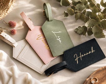 Set de viaje para el Sr. y la Sra., portapasaportes personalizado, etiqueta de equipaje de cuero Saffiano personalizada, regalo de luna de miel para parejas, regalo para despedida de soltera [R]