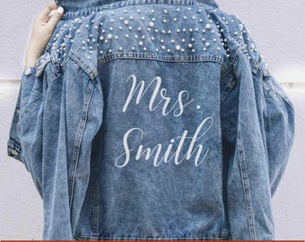Bride Denim Jacket, Bride Jean Jacket, Future Mrs Jacket, Personalized Jacket, Wedding Jean Jacket,Wedding Gift for Bride, Something Blue